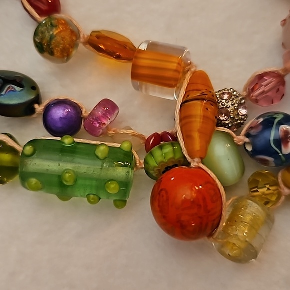 Artisan Handmade Macrame Bead Soup Lampwork Multi-strand Necklace - Picture 11 of 14